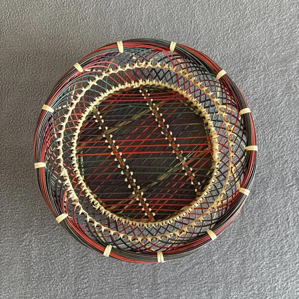 Colorful Woven Table Bowl Wicker‎ Rattan Basket Centerpiece Multicolor